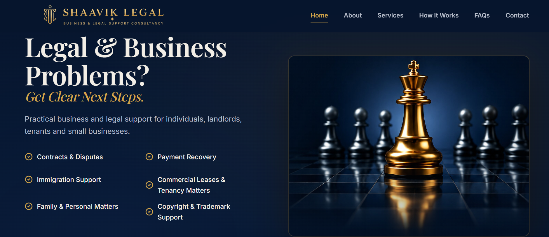 Screenshot of the Shaavik Legal website